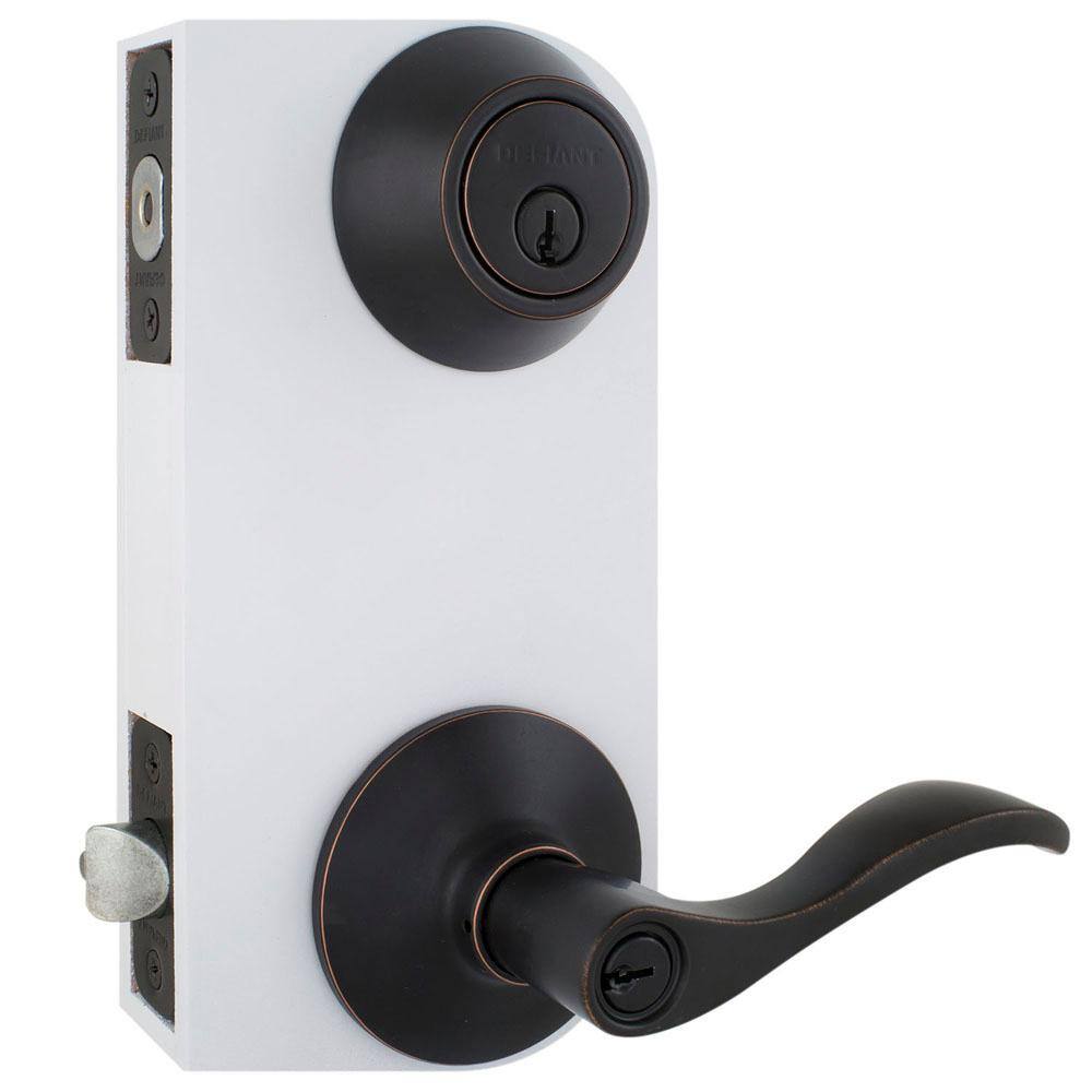 Defiant Naples Aged Bronze Combo Pack with Single Cylinder Deadbolt 32MYEX7D1B