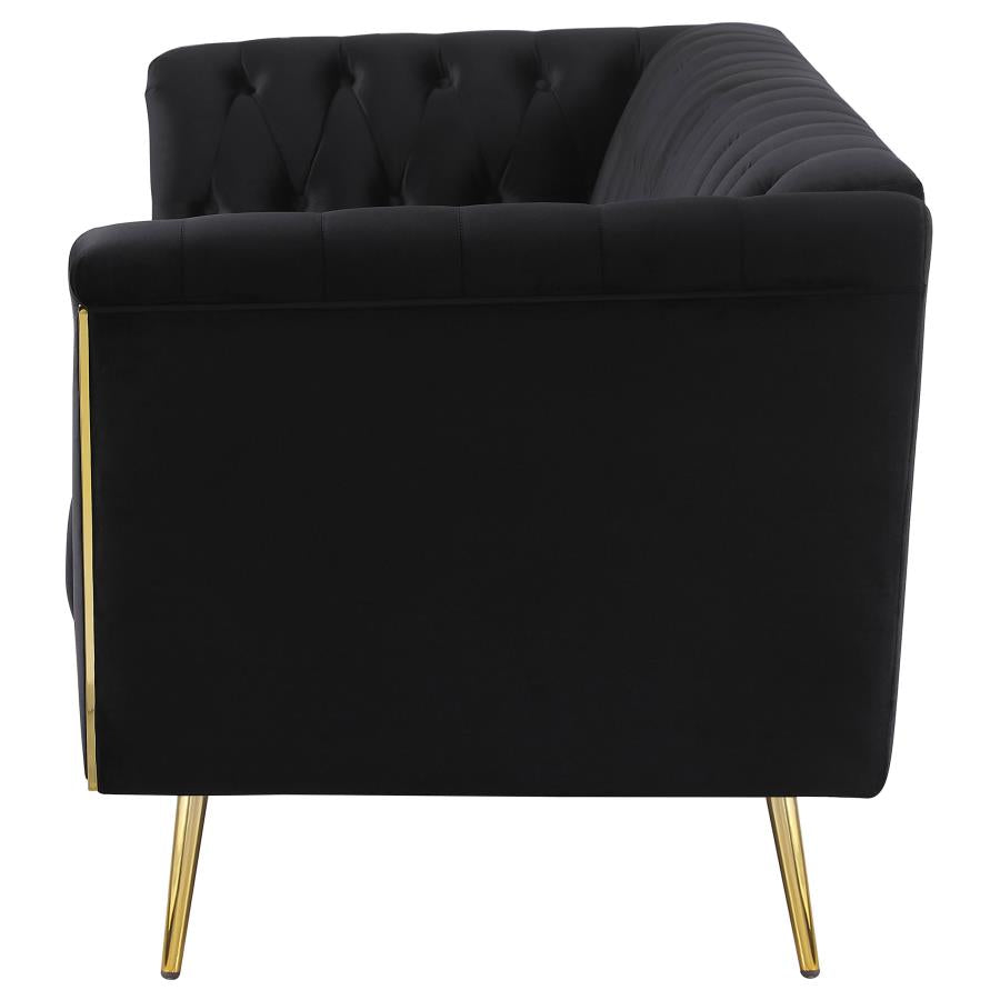 Holly Tuxedo Arm Tufted Back Sofa Black-508441