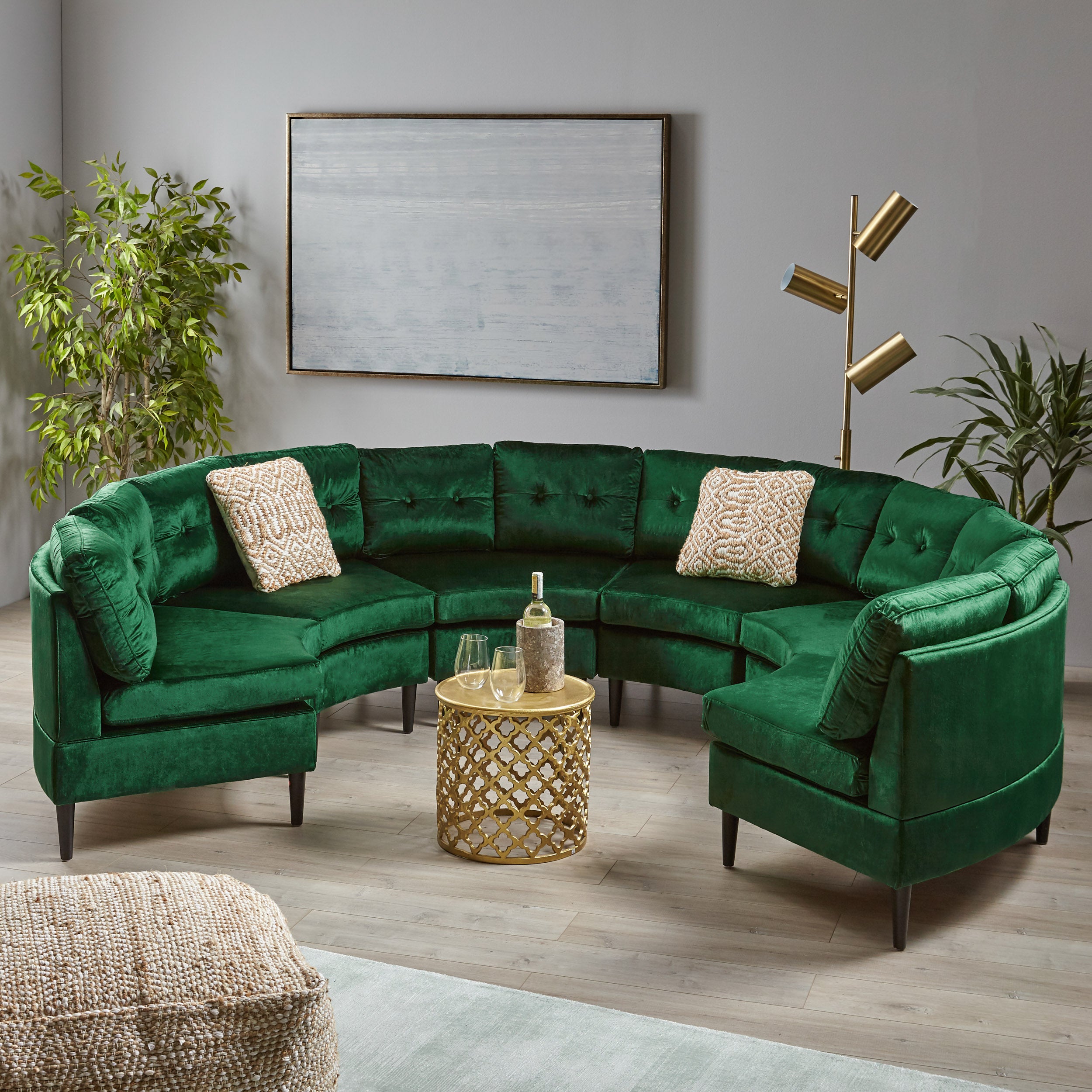 Modesty Glam Velvet Modular 6 Seater Sectional