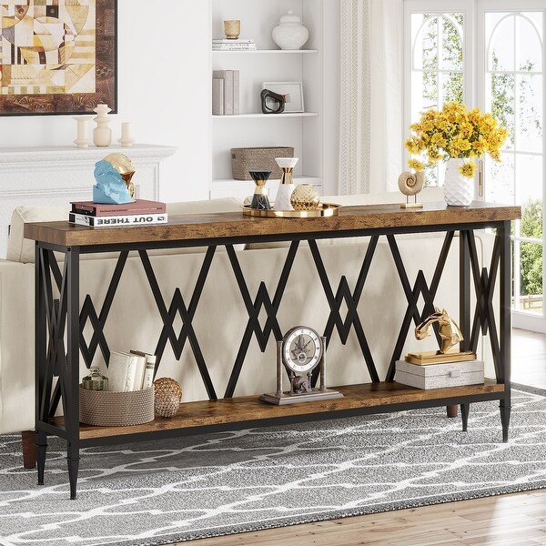 70.9 Inche Long Console Sofa Table Living Room，Entryway Hallway Accent Tables with Stylish Metal Frame