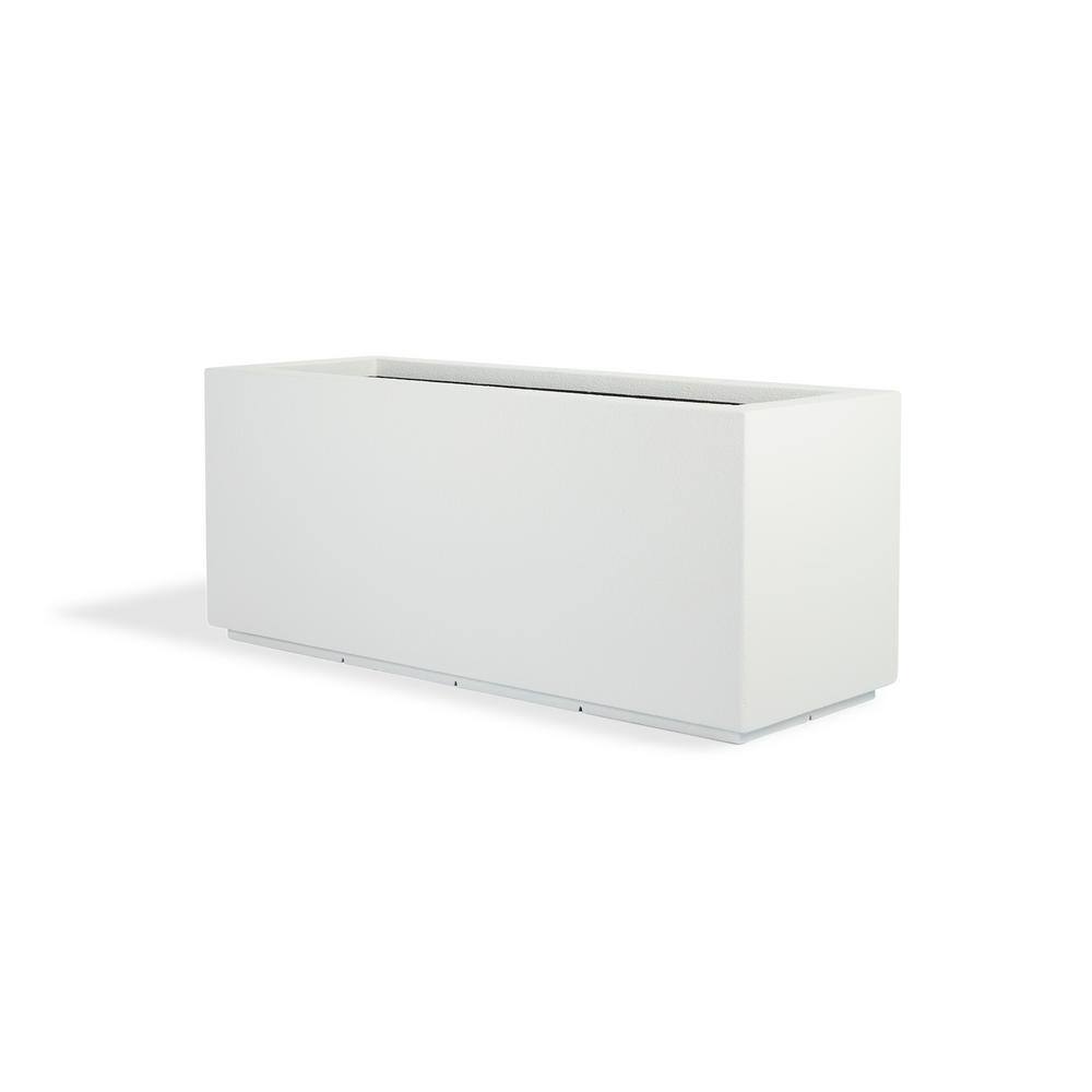 PolyStone Planters Milan Tall 46 in. x 17 in. White Composite Trough 1001