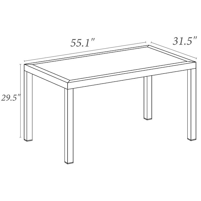 7-Piece White Rectangular Patio Dining Set 55