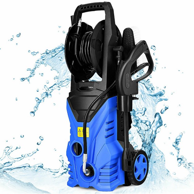 Costway 2030psi Electric Pressure Washer Cleaner 1 7 Gpm 1800w With Hose Reel Blue