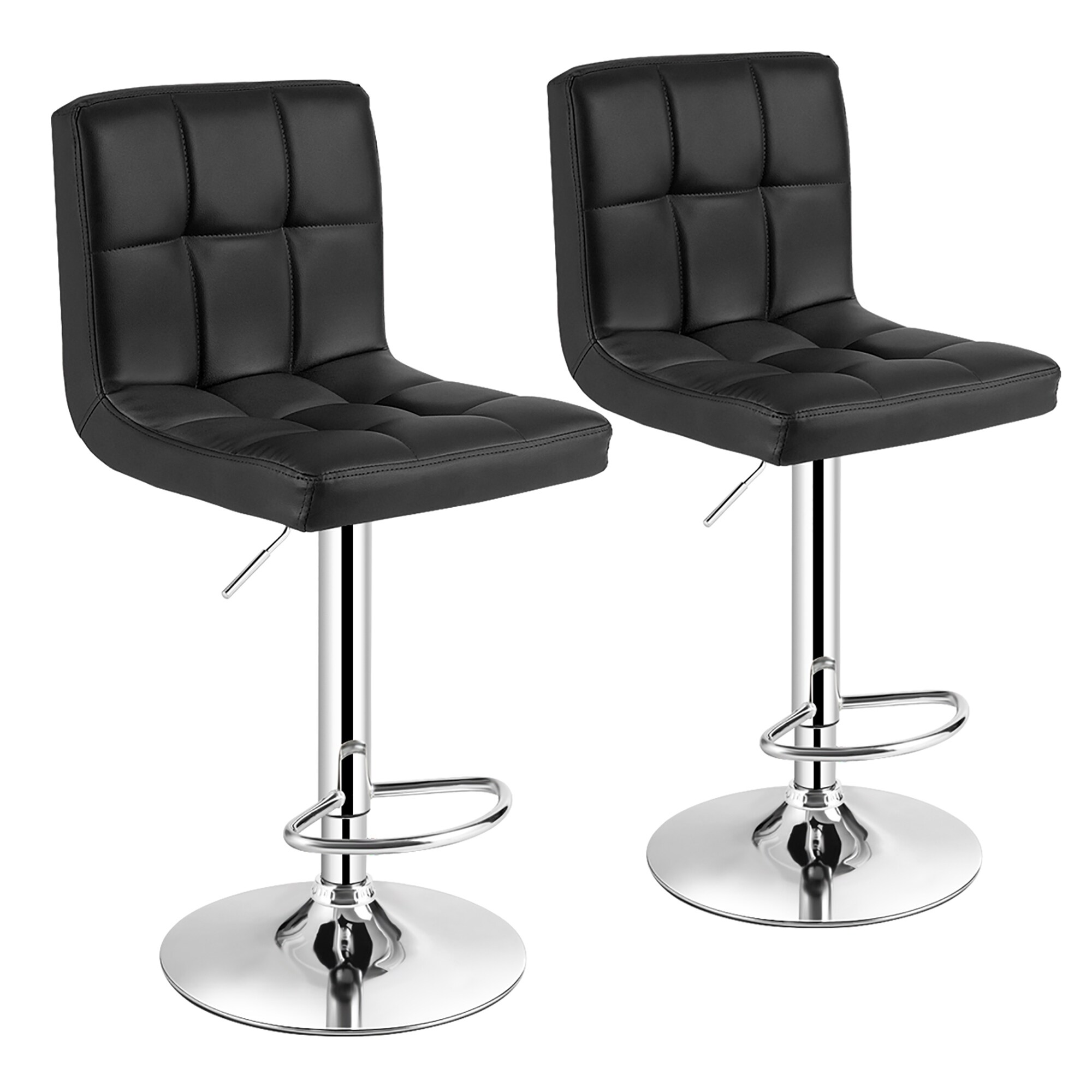 Costway Set of 2 Adjustable Bar Stools PU Leather Swivel Kitchen