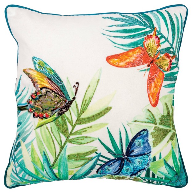 Oversize Tropical Butterflies Poly Filled Square Throw Pillow Rizzy Home