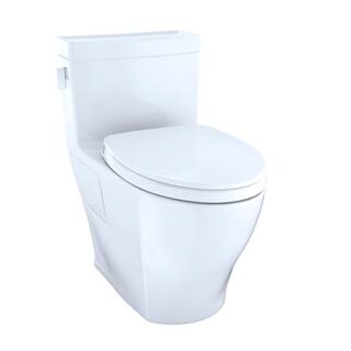 TOTO Legato 1-piece 1.28 GPF Single Flush Elongated ADA Comfort Height Toilet in Cotton White SoftClose Seat Included MS624124CEFG#01