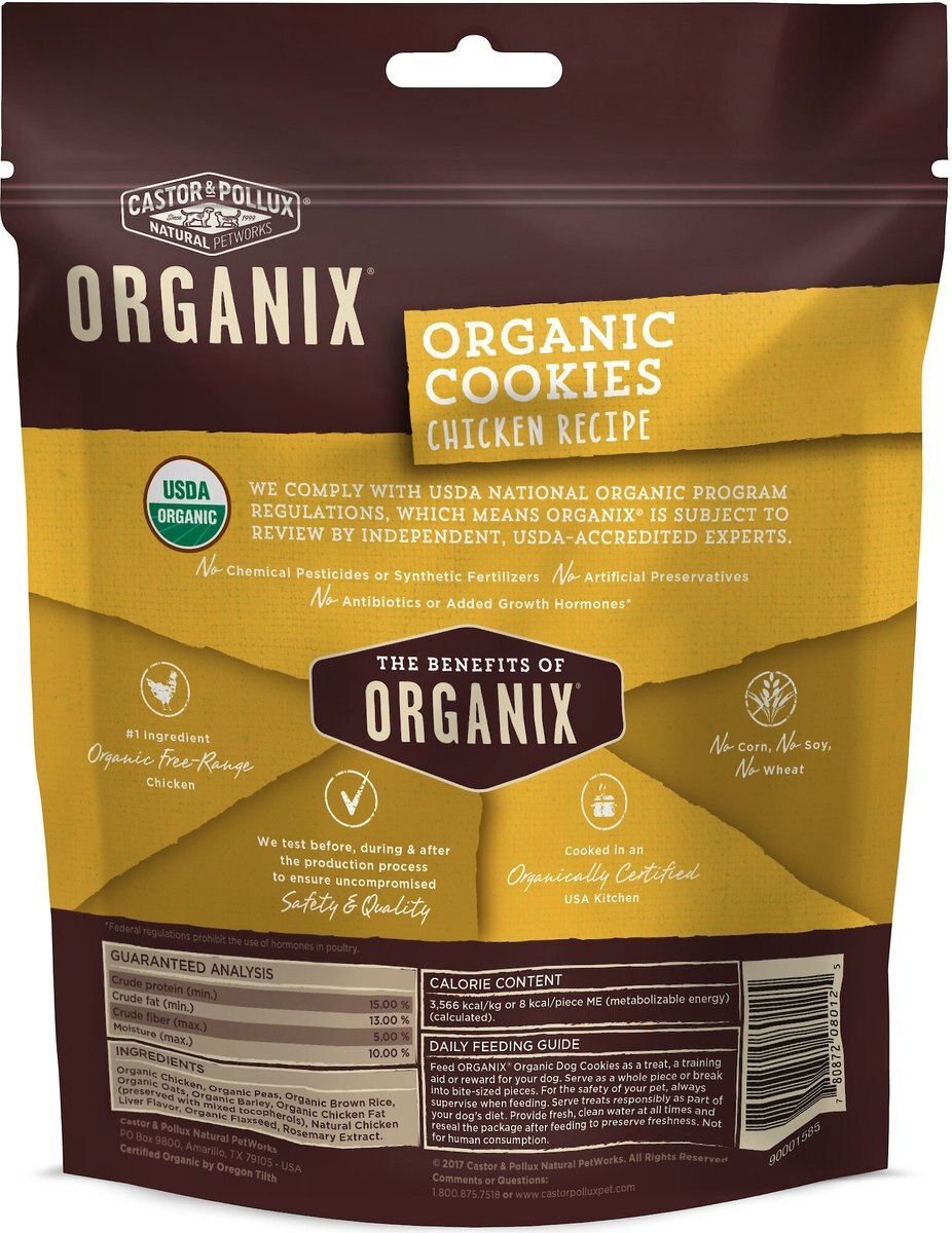 Castor and Pollux Organix Organic Chicken Flavor Cookies Dog Treats