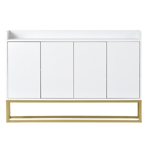 4 Door Contemporary Wood and Metal Console Sideboard Buffet