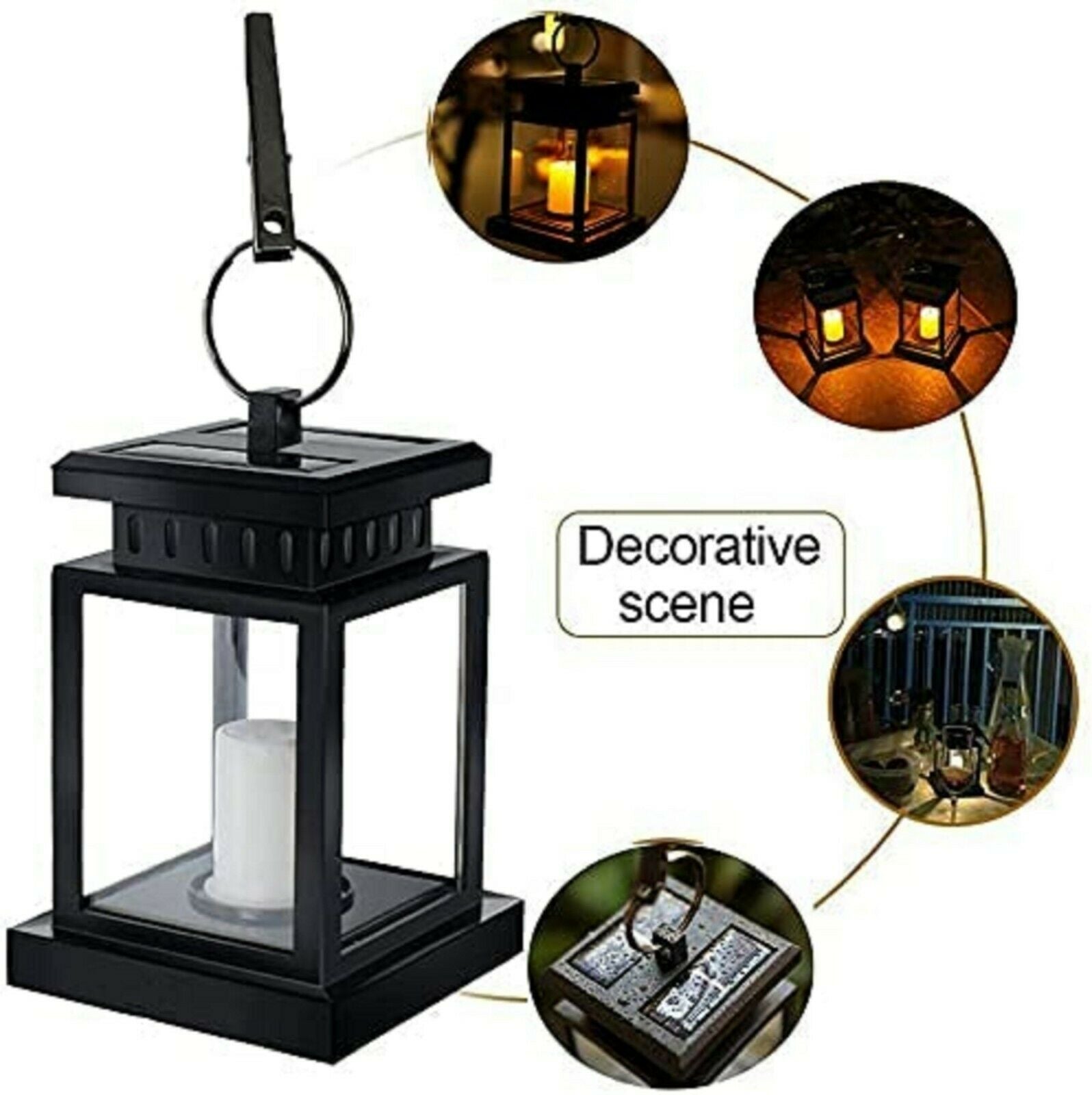 [4-Piece] EpicGadget Outdoor Hanging Solar Lights Waterproof LED Lamp Flickering Flameless Candles Lights Decorative Lantern Lighting for Garden， Backyard， Lawn， Patio， Table， Pathway Decorations