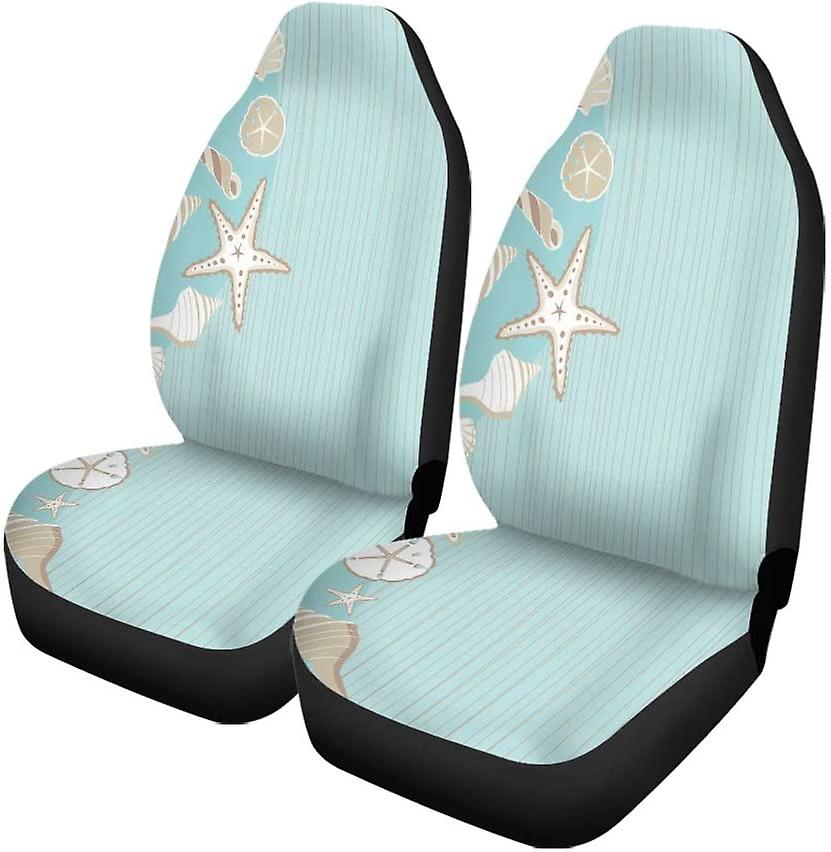 Set Of 2 Car Seat Covers Sea Starfish Shell Conch Universal Auto Front Seats Protector Fits For Car，suv Sedan，truck D---43085