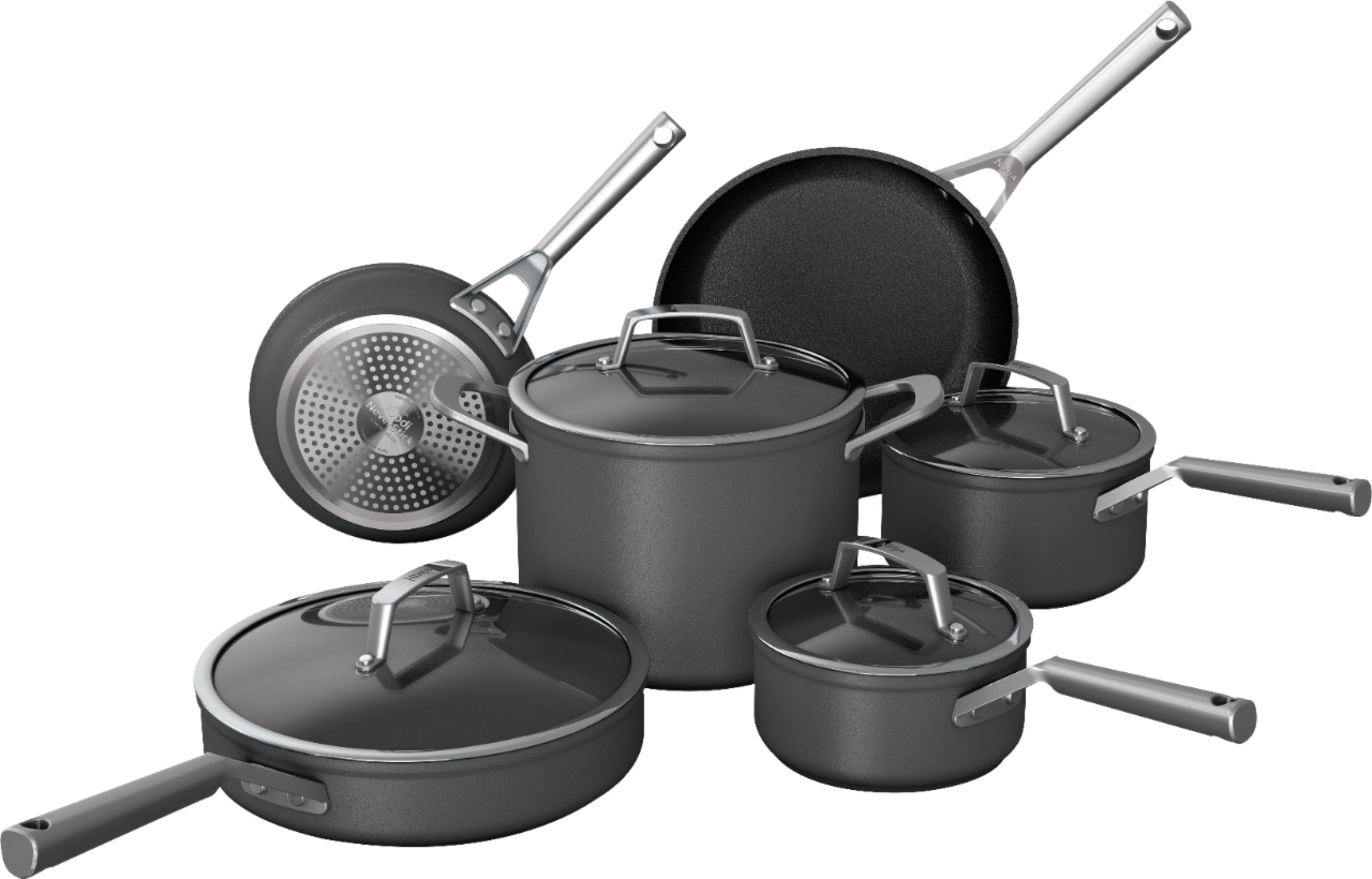 Ninja C39500 Foodi NeverStick Premium Hard-Anodized 10-Piece Cookware Set