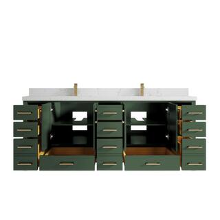 Willow Collections Malibu 84 in. W x 22 in. D x 36 in. H Double Sink Bath Vanity in Lafayette Green with 2 in. Empira Quartz Top MLB_LGN_EMP_WT_84