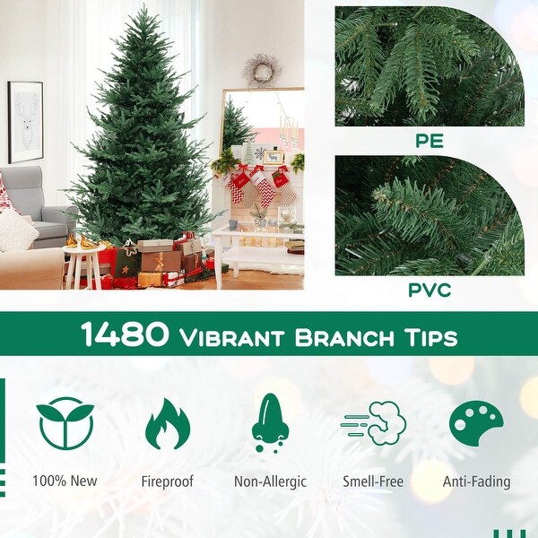 Costway 6/7/8 FT Artificial Xmas Tree with 778 PVC PE Branch Tips 240