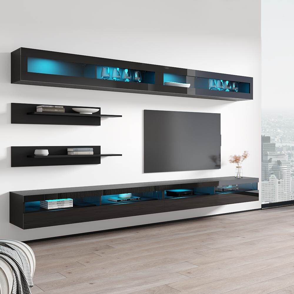 Fly I2 35TV Wall mounted Floating Modern Entertainment Center Set