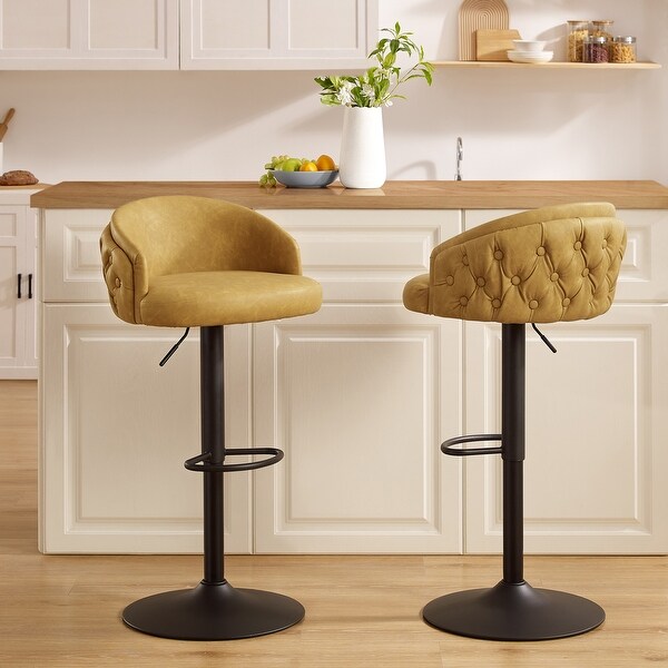 Art Leon Modern Faux Leather Barstool (Set of 2)