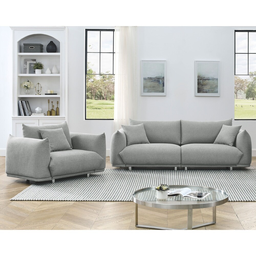 2 Piece Fabric Living Room Combination Sofa Set with 3 Pillows