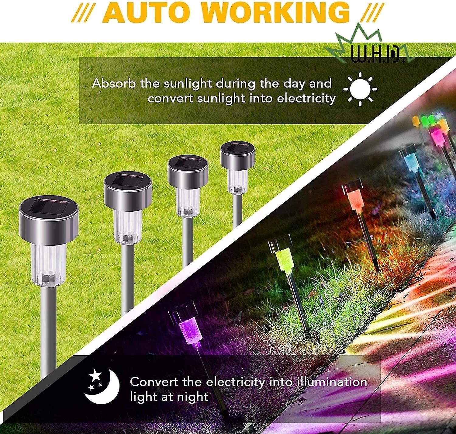 2pcs Multicolor Solar Lights Waterproof Solar Garden Light Led Landscape Pathway Light Solar Powered For Walkway Yard Lawn Lamp