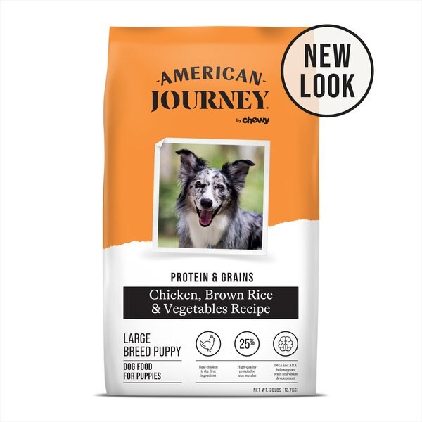 American Journey Protein and Grains Large Breed Puppy Chicken， Brown Rice and Vegetables Recipe Dry Dog Food，