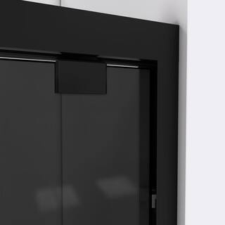 DreamLine Encore 60 in. W x 76 in. H Sliding Semi Frameless Shower Door in Satin Black with Gray Glass SHDR-166076G-09