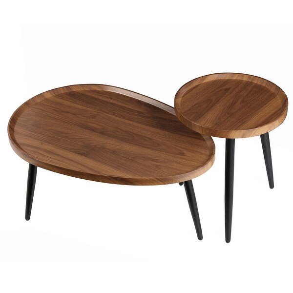 Modern Round Coffee Table Accent Nesting Tables Living Room Set of 2 - 31.5x21.7x15 inch