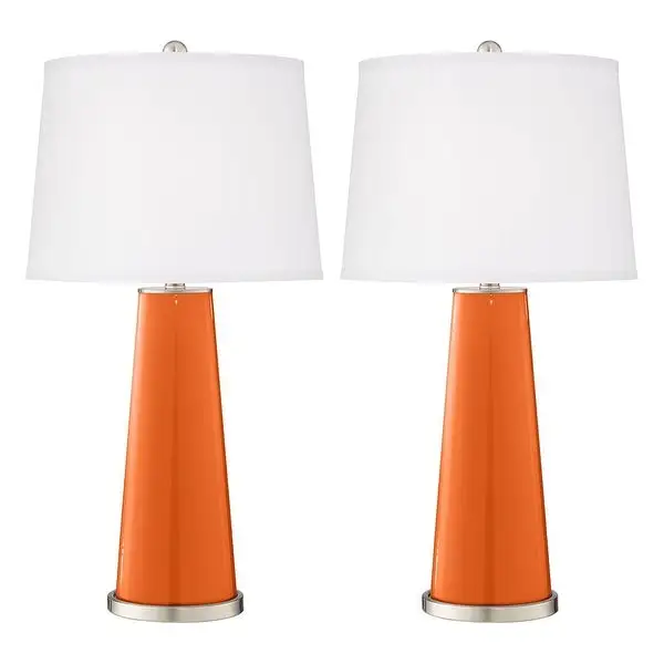 Set of 2 Modern Table Lamps Invigorate Orange Glass - 15