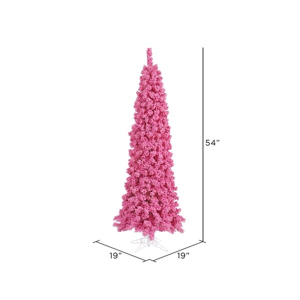 Vickerman 4.5' Flocked Pink Pencil Fir Artificial Christmas Tree，Unlit