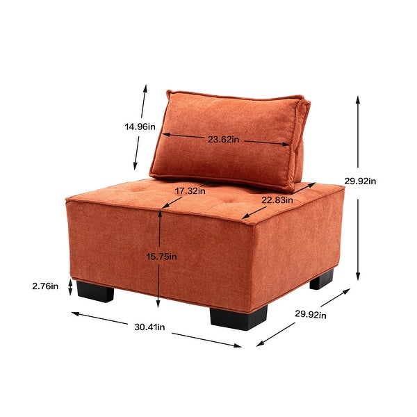 Modern Ottoman Lazy Chair， Upholstered Barrel Sofa， Small Accent Chair with Solid Wood Legs for Bedroom Living Room Apartment