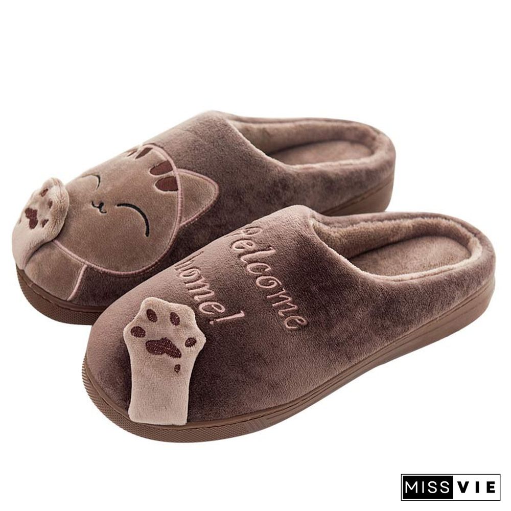 Cat Letters Antlers Plush Slippers