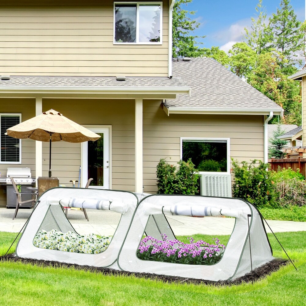 Outsunny Portable Greenhouse for Outdoors with Outside Access to Plants  Pop Up Greenhouse Tent  Zippered Bag 95\