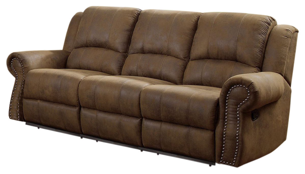 Emma Mason Signature Cale Adrian Coated Microfiber Motion Sofa in Brown   Transitional   Sofas   by Emma Mason  Houzz