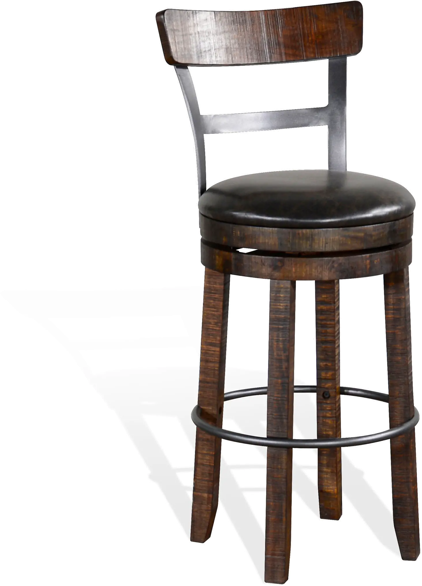 Barrel Tobacco Brown Swivel Bar Stool