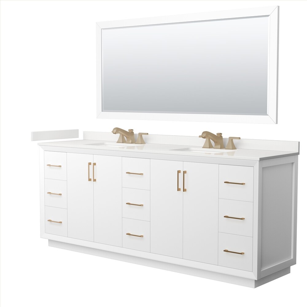 Strada 84 inch Double Vanity  Quartz Top  70 inch Mirror