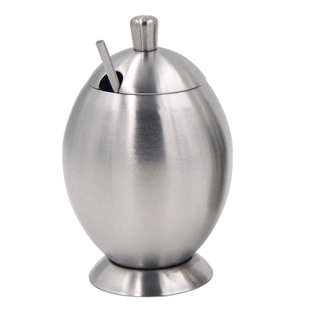 Sugar Bowl， Dispenser， Seasoning Bowl， Spices Bowl， Stainless Steel Sugar Bowl With Lid And Spoon， 400ml，