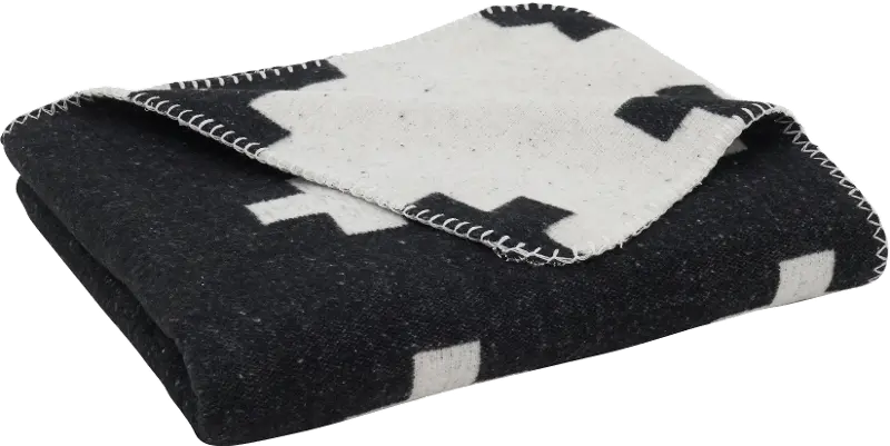 Black and White Reversable Plus Sign Throw