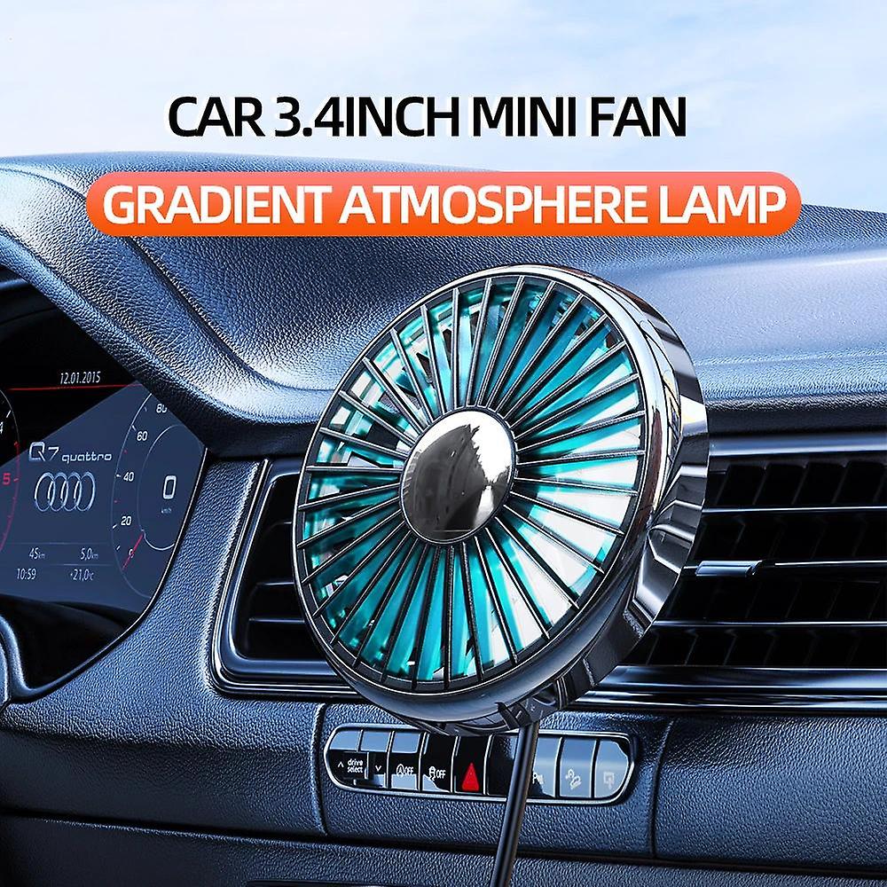 12-24v Car Lighting Led Air Outlet Fan 230 Multi-function Mini Usb 360 Rotating Cooling Auto Circulator 3 Speed Electric Device