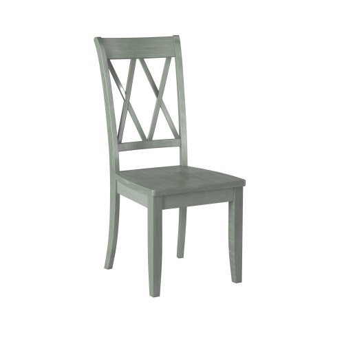 Casual Teal Finish Side Chairs Set of 2 Pine Venee...