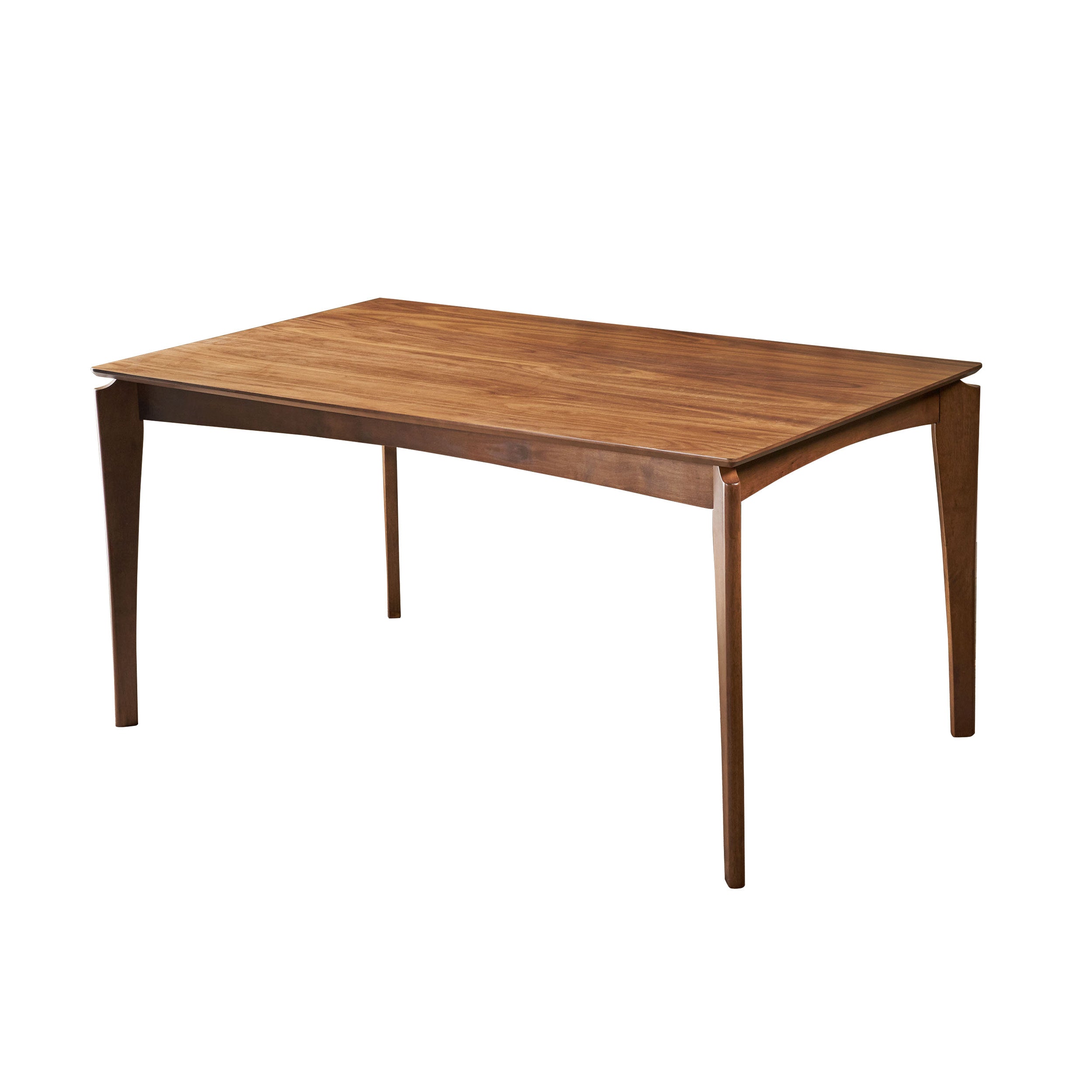 Domina Mid-Century 6-Seater Rubberwood Dining Table with Walnut Veneer Table Top