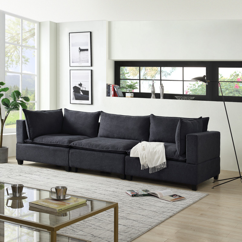 Madison Dark Gray Fabric Sofa Couch   Transitional   Sofas   by VirVentures  Houzz