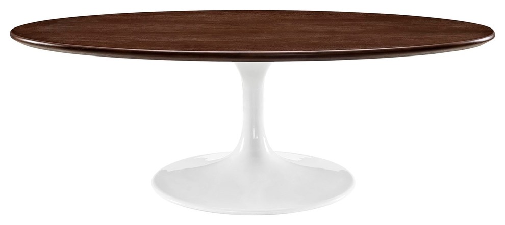 Modern Contemporary Urban Mid Century Oval Coffee Table  Brown  Metal Wood   Midcentury   Coffee Tables   by House Bound  Houzz