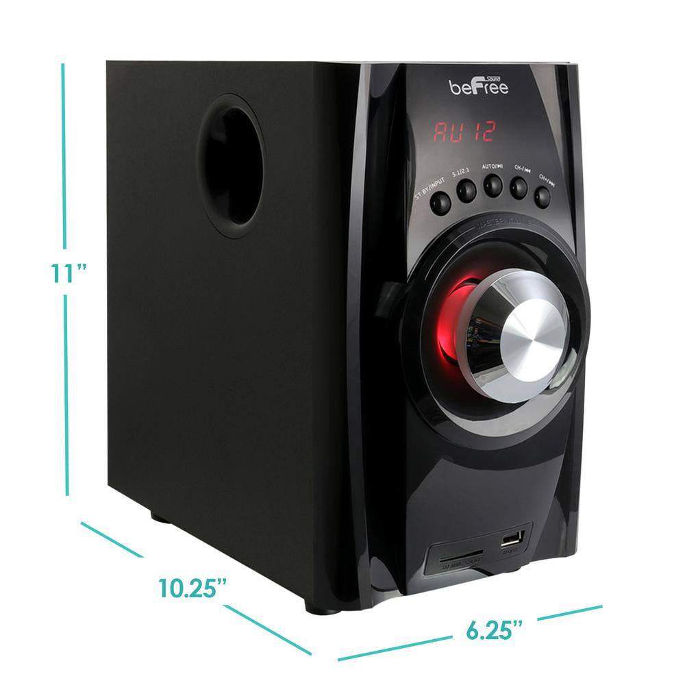 BEFREE SOUND 5.1-Channel Surround Sound Bluetooth Speaker System in Black and Red 98592794M