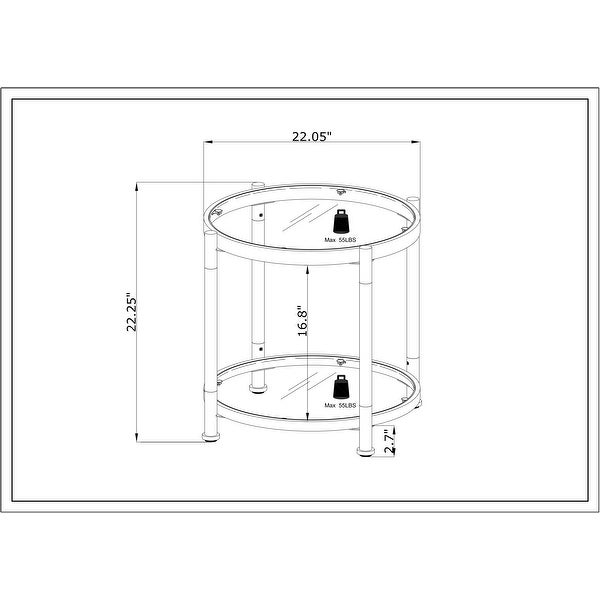 Contemporary Acrylic End Table， Side Table with Tempered Glass Top， Chrome/Silver End Table