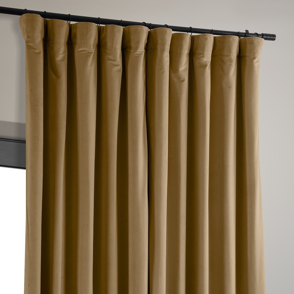 Exclusive Fabrics Signature Extra Wide Amber Gold Velvet Blackout Curtain (1 Panel)   Luxurious Blackout Drapery