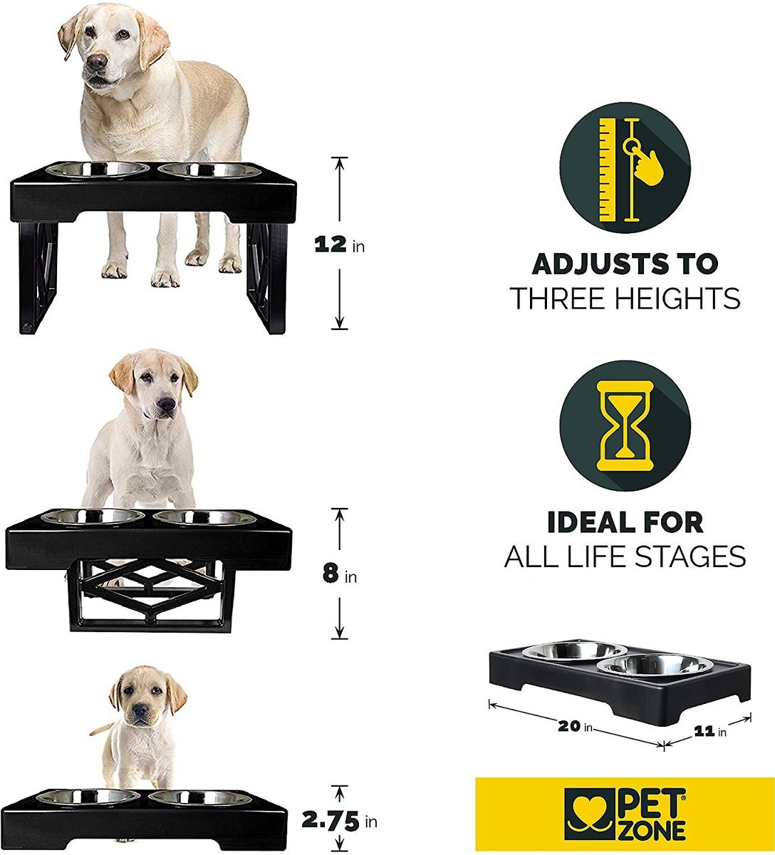 Pet Zone Designer Diner Adjustable Elevated Dog and Cat Bowls， 7-cup