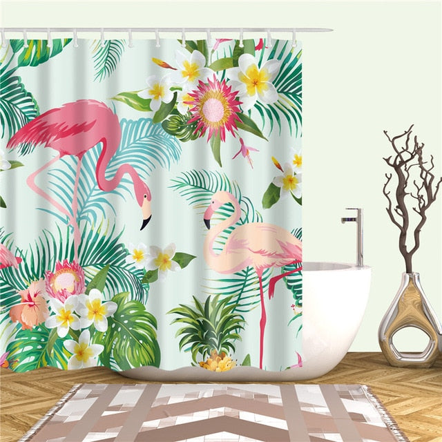 Nordic Pictures Polyester Waterproof Shower Curtains High Quality Animals Flamingo Shower Curtain In The Bathroom