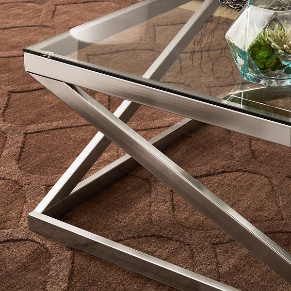 Brynn Brushed Nickel Coffee Table or Table Set by iNSPIRE Q Modern