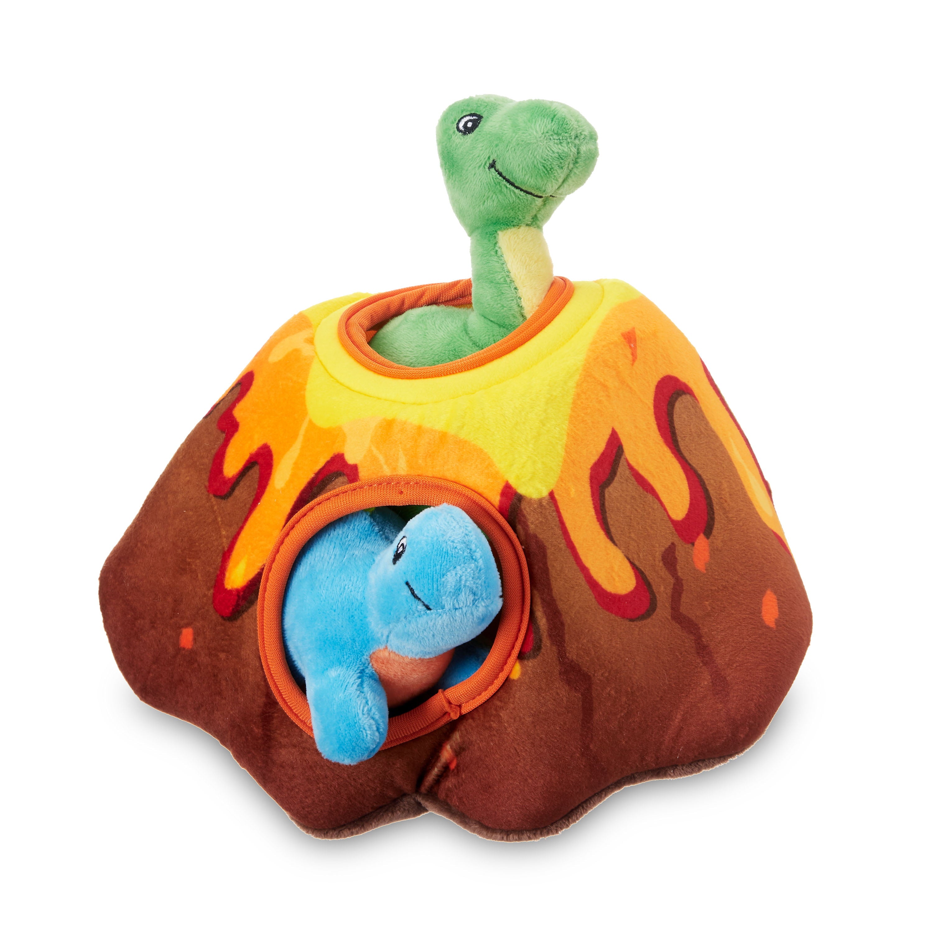 Vibrant Life Cozy Buddy Volcano Dino Hide Dog Toy， Small