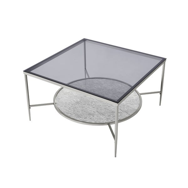 Coffee Table， Living Room End Table in Glass and Chrome Finish