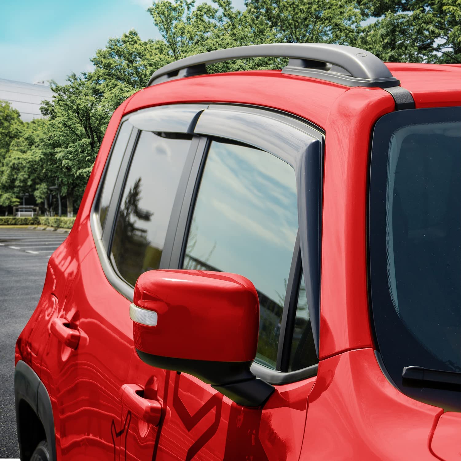 Voron Glass Tape-on Extra Durable Rain Guards for Jeep Renegade 2015-2021， Window Deflectors， Vent Window Visors， 4 Pieces - 120112