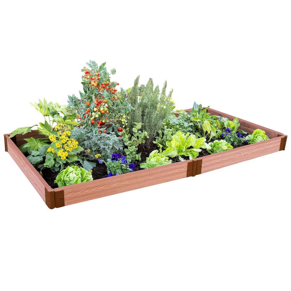 Frame It All Two Inch Series 4 ft. x 8 ft. x 5.5 in. Classic Sienna Composite Raised Garden Bed Kit 300001090