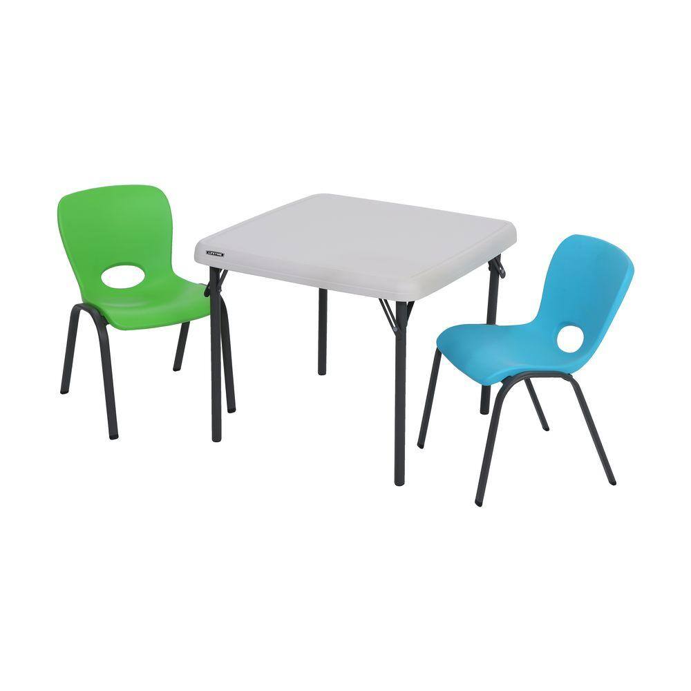 Lifetime Children's 24 in. W Square Almond Folding Table 80425